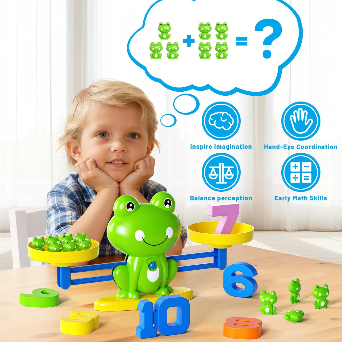 Siwuoke Frog Balance Math Toy, STEM Counting Game for Kids Ages 3-8