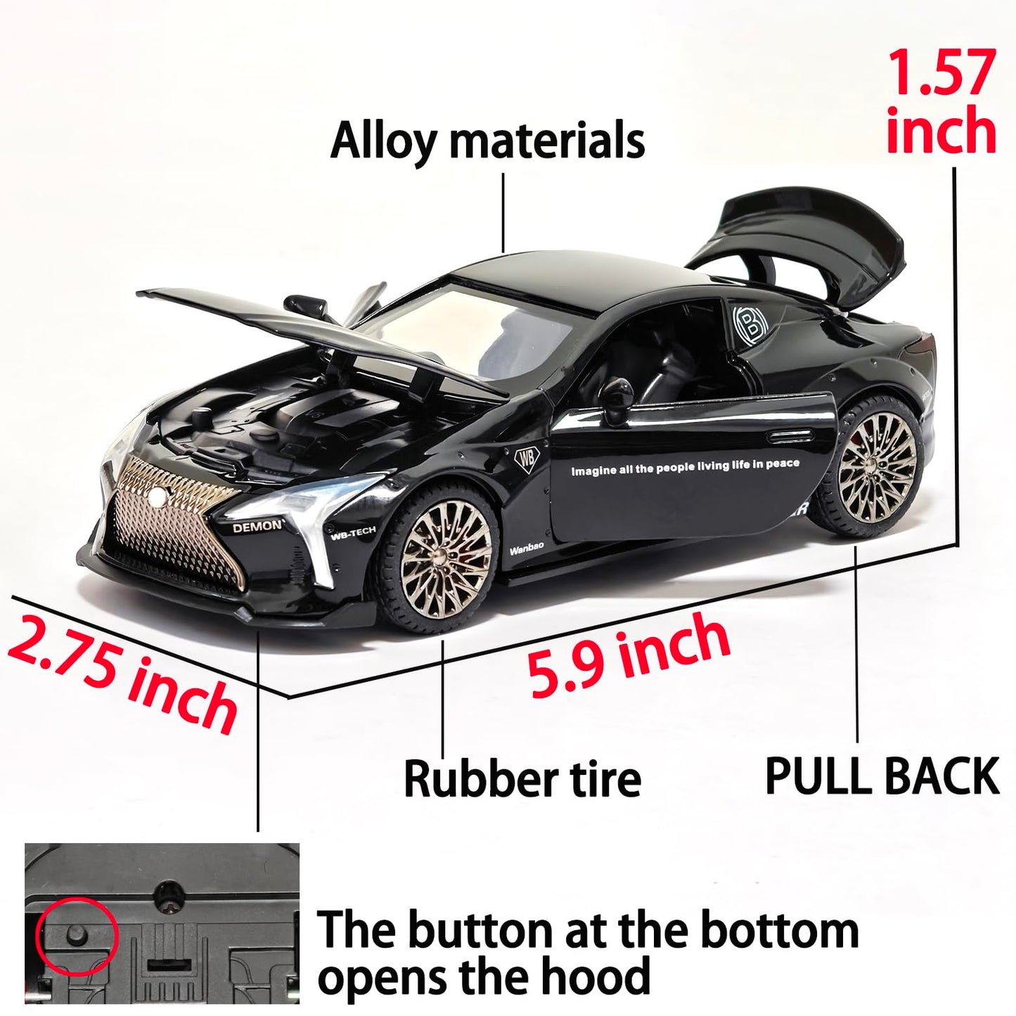 ERBADIHAGO Toy Cars Sport Car 1:32 Diecast Collect Car Toy with Light and Sound Diecast Metal Collectible Model Cars for 3+ Year Old Boys Pull Back