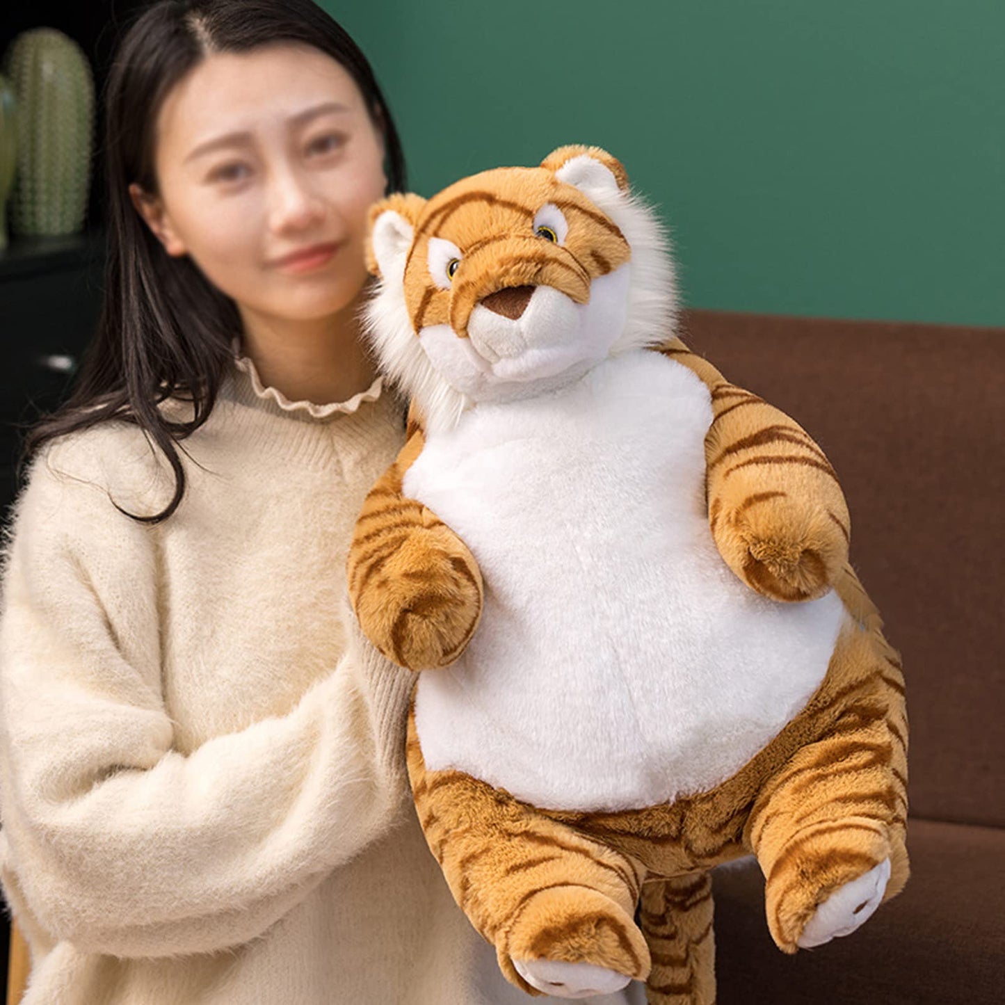 ronivia Tiger Weighted Stuffed Animals, 21.5" 5.2 lbs Weighted Tiger Plush Large Weighted Plush Animal Toy Pillow Gifts for Boys and Girls