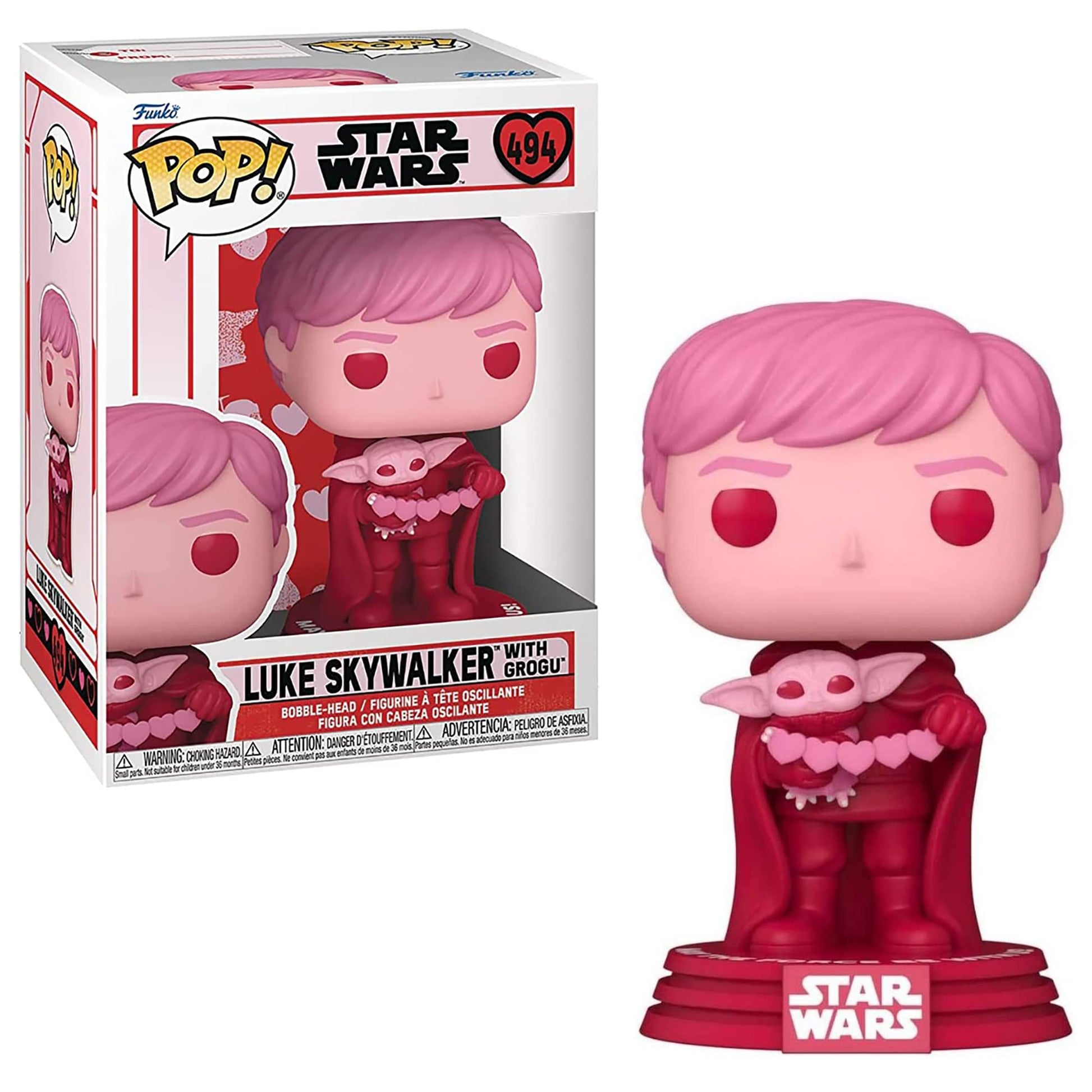 Funko POP Valentines Star Wars Collectors Set - Luke & Grogu, Mandalorian, Ahsoka, Grogu, Figures Stand 3.75" Tall, Each Figure Comes Individually