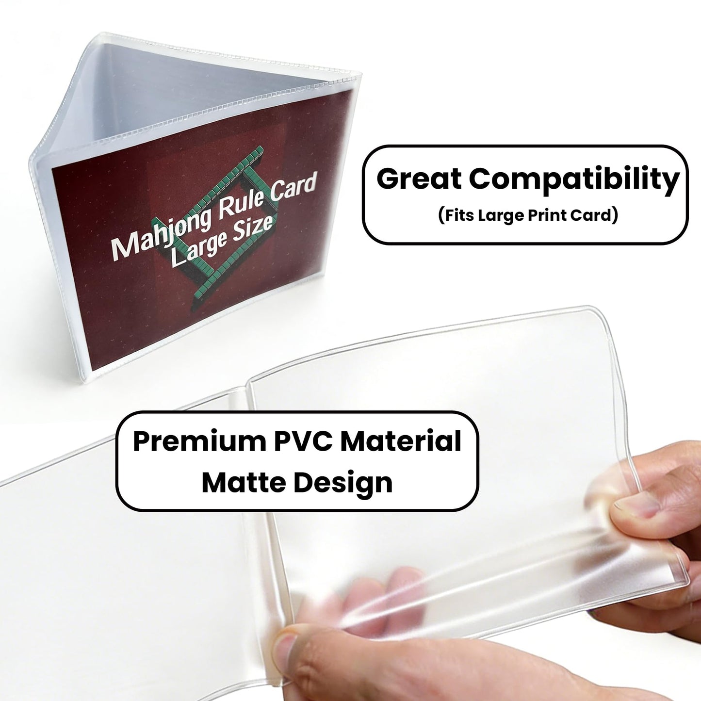 Xovnfp 4Pcs Mahjong Card Sleeves and Line Finders Set - Fit Large Print Size (6 1/8" x4 3/4") with Durable Matte Anti-Glare Plastic Card Holders