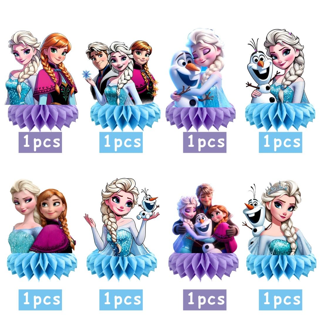 8Pcs Frozen Table Centerpieces Birthday Party Supplies Double Side Table Decorations for Frozen Party Decorations