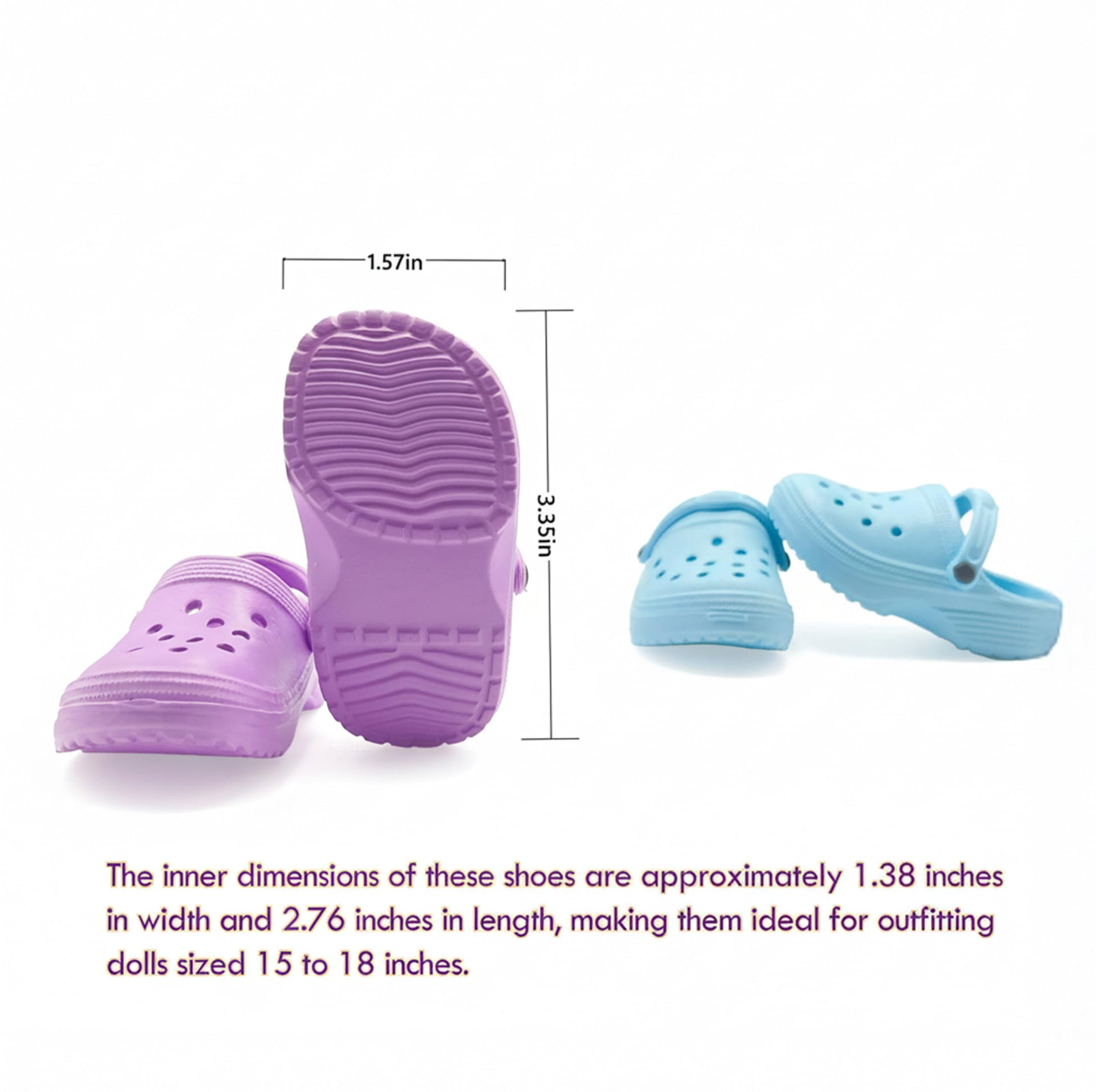 HXIELEC 4 Pairs Classic Clogs for 18" Dolls - Macaron Color EVA Slip-On Shoes,Fits Most 18" Dolls,Dress Up Gift Set