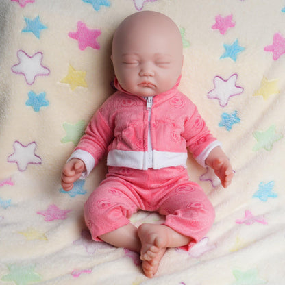 AISITE Full Silicone Baby Doll Girl - 18 Inch Realistic Reborn Baby Dolls Silicone Full Body Newborn Sleeping Girl (Eyes Closed)