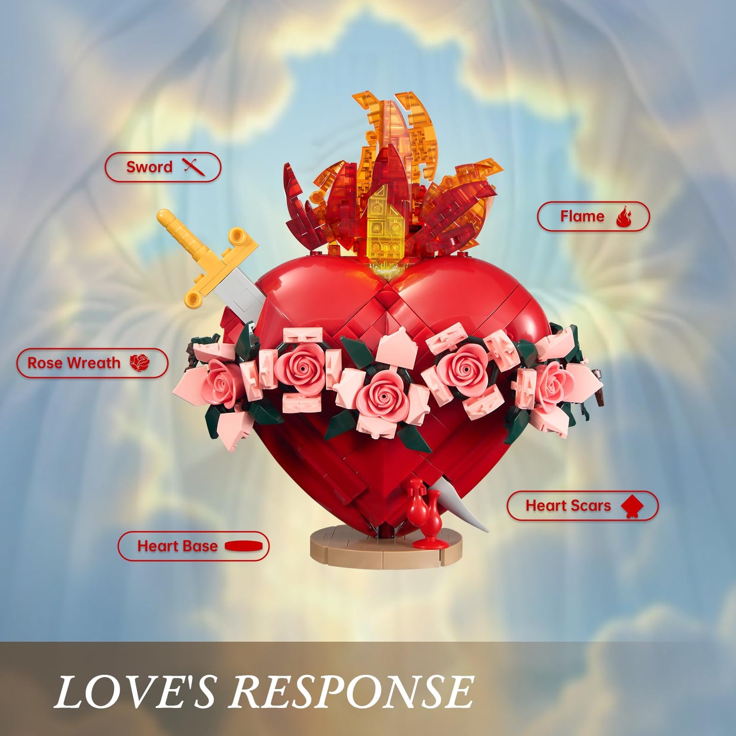 Sacred Heart of Mary Building Block Set, Immaculate Sacred Heart Building Model, Compatible with Lego Jesus Toy Decoration for Prayer Room, Christian