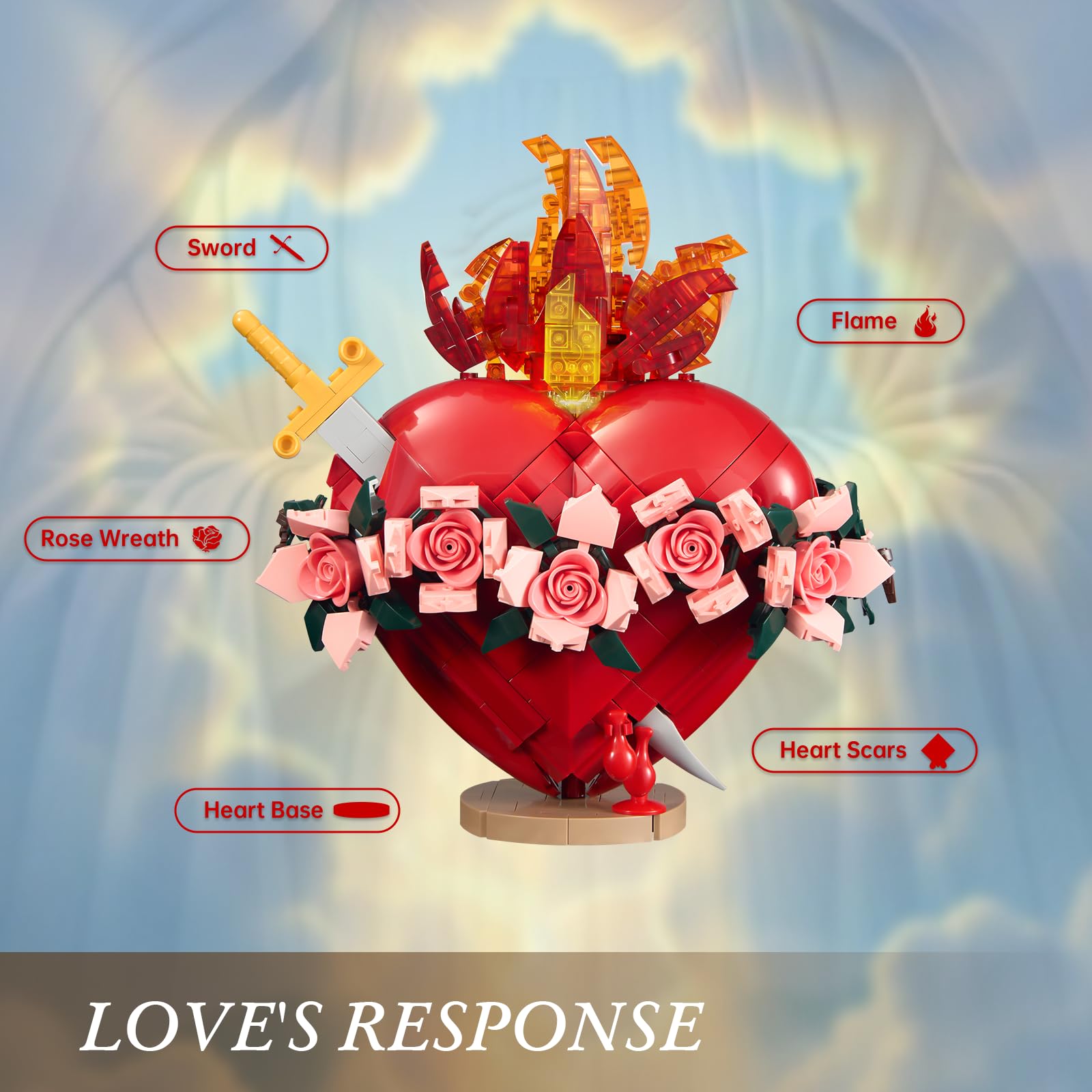 Sacred Heart of Mary Building Block Set, Immaculate Sacred Heart Building Model, Compatible with Lego Jesus Toy Decoration for Prayer Room, Christian
