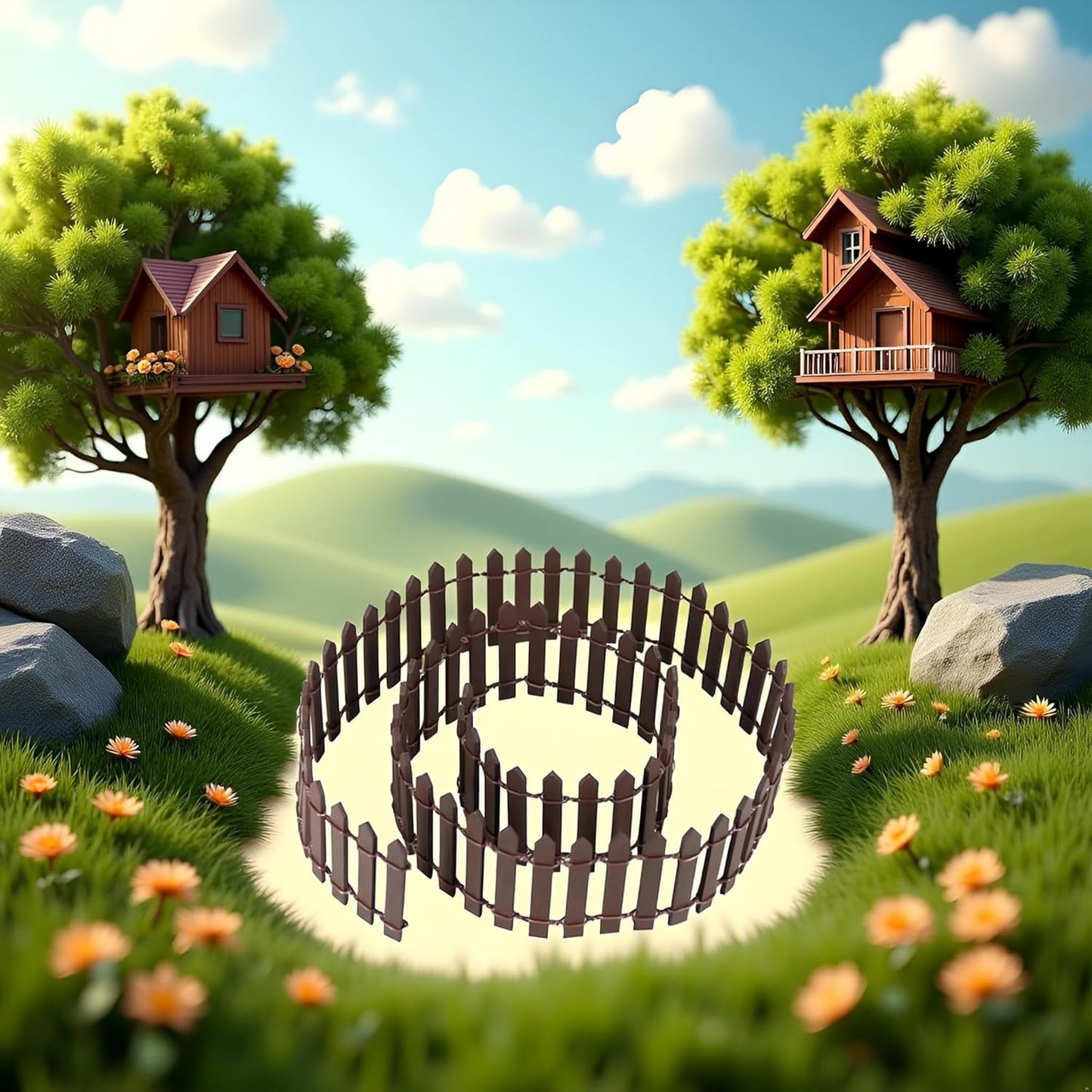 1 Pc Mini Fairy Garden Fence, 35 Inches, Brown, Micro Landscape Miniature Ornaments for Dollhouse, Crafts, Diorama Project, Plant Pot DIY
