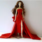 1/6 Scale Shimmer Strapless Evening Gown with Train, Couture Style, Fits 11-12 Inch Fashion Collectible Doll or 1/6 BJD (red)