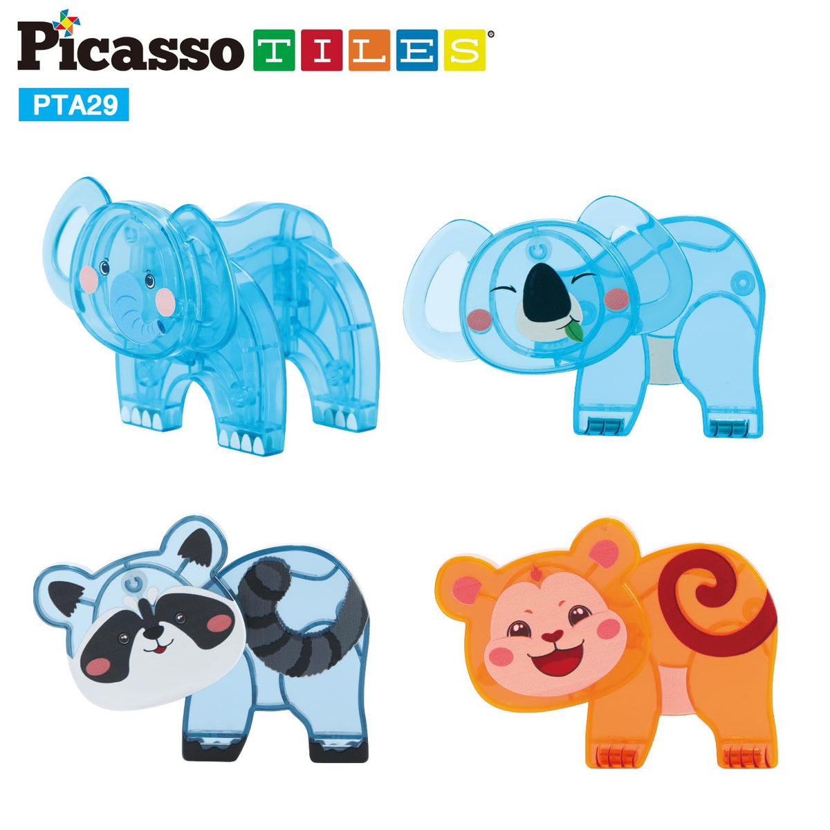 PicassoTiles Magnet Tile Animal Friends Action Figure Playset Mix or Match Figurine Wildlife Character Toy STEM Learning Construction Building