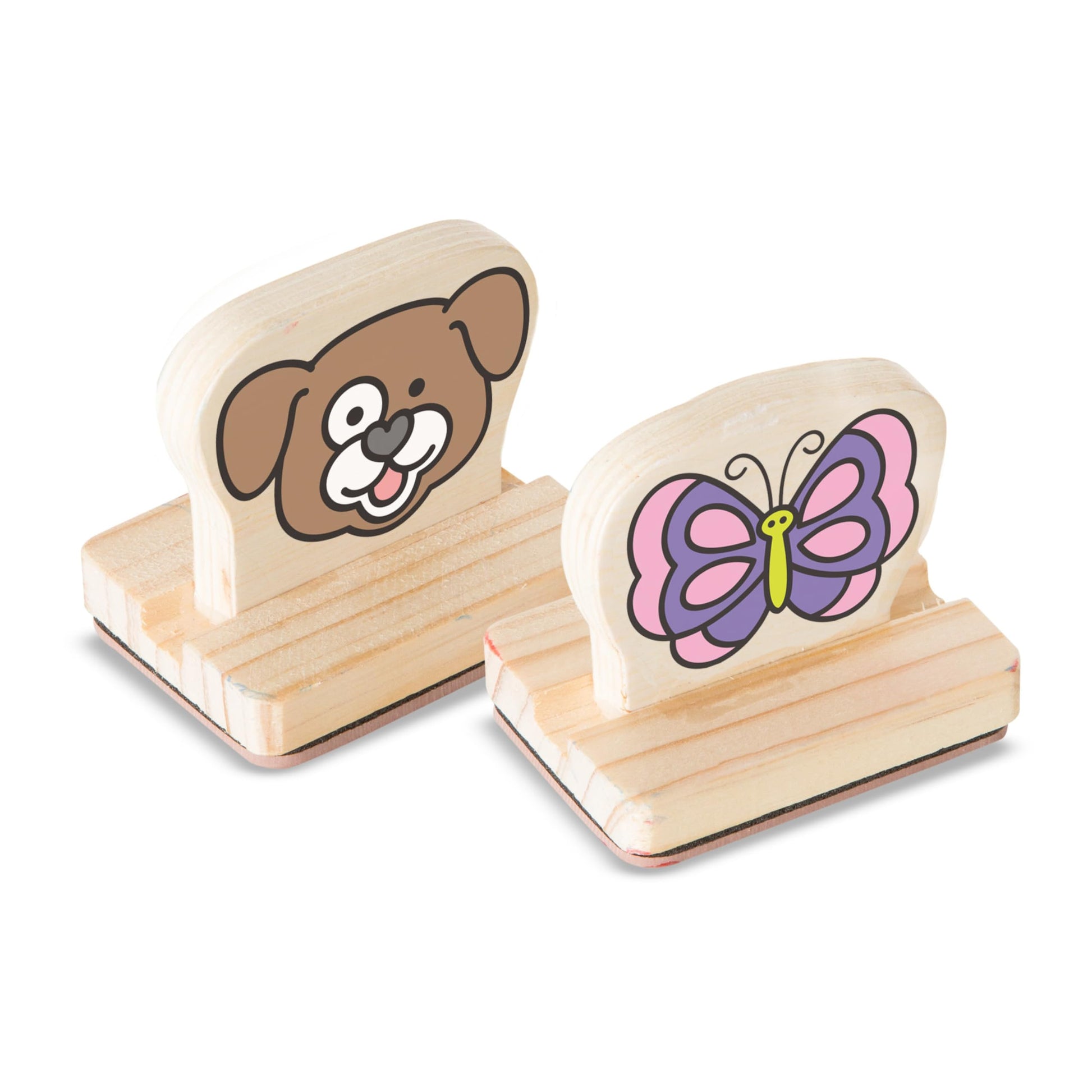 Melissa & Doug My First Wooden Stamp Set Favorites (8 Stamps with Handles, 2 Washable Ink Pads) Wooden Kids Stamps with Handles Set, for Kids Ages 3+
