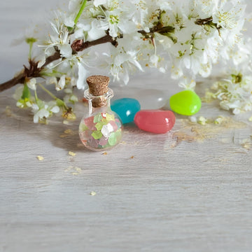 Miniature Gnome Magic Bottle with Glowing Stones, Fairy Garden Accessories, Gnome Door Decoration