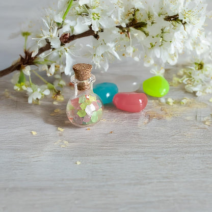 Miniature Gnome Magic Bottle with Glowing Stones, Fairy Garden Accessories, Gnome Door Decoration