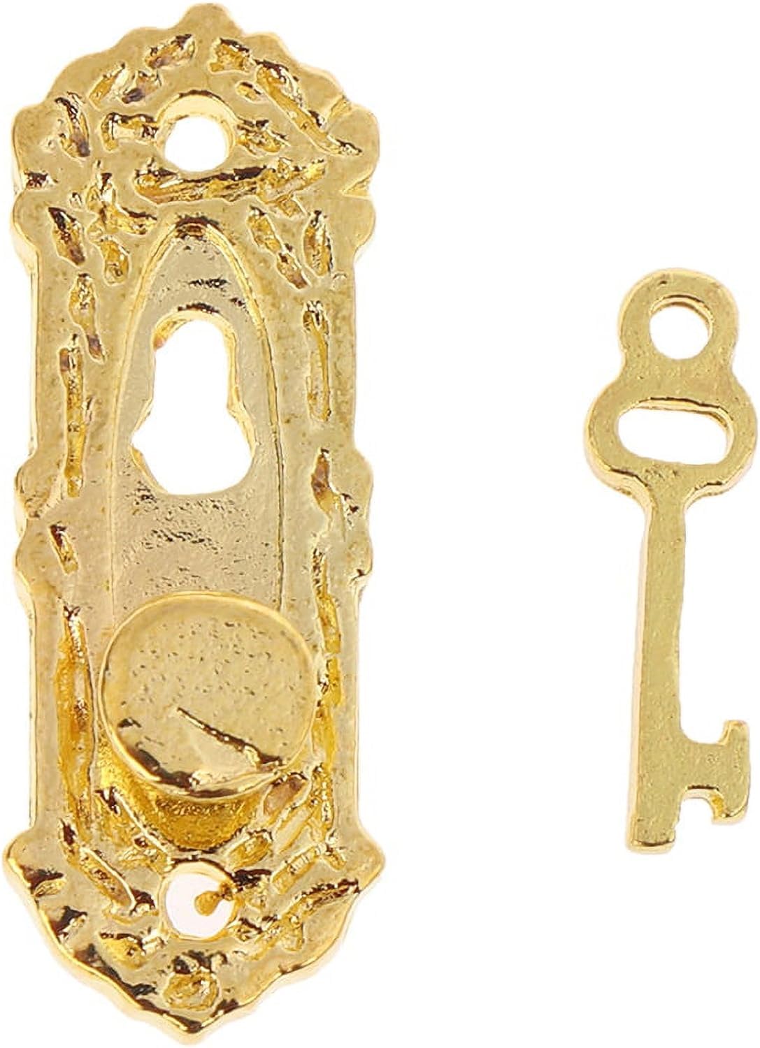 4 Set Gold 1/12 Miniature Door Knob Lock and Key Dollhouse Decoration Accessories, Dollhouse Accessories, Dollhouse Decor, Decorations