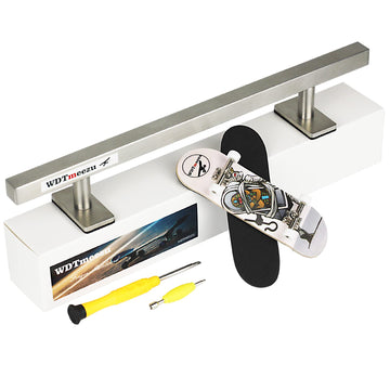 WDTMEEZU Wood Fingerboard and Finger Skateboard Flat Rail Set Fingerboard with Bearing Wheels and Professional Prop for MINI Skateboard Rail Made