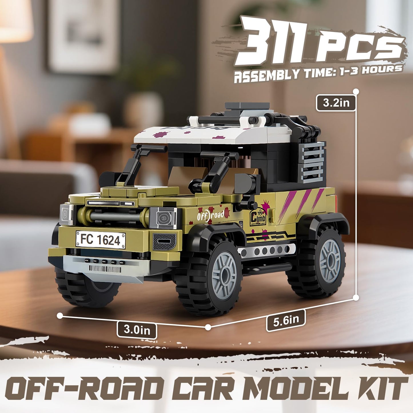 HIGH GODO Off-Road Car Building Set, City Truck Cars Collectible Model Kit, Classic SUV Vehicle Toys, for Adults Teens Age 14+ (311 PCS)
