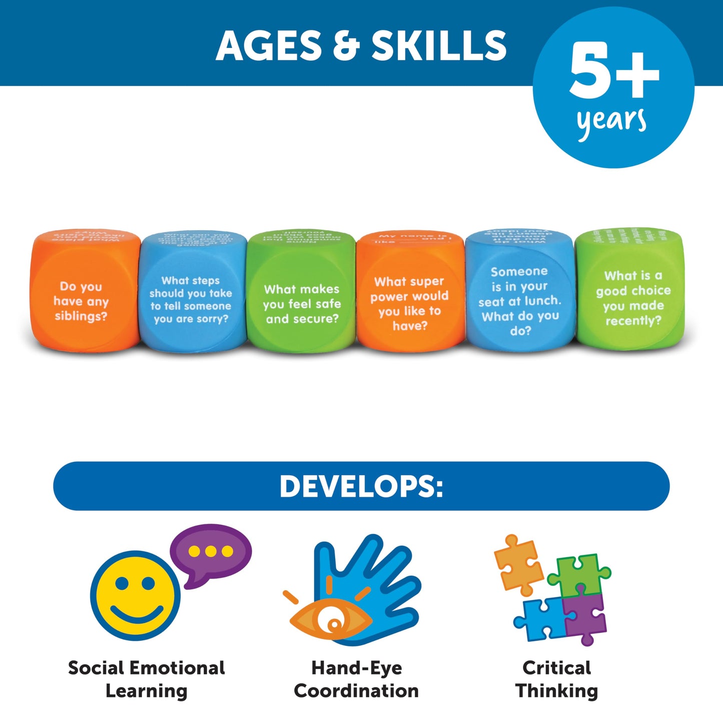 Learning Resources Let's Talk Cubes - Social Emotional Activities, Speech Therapy Materials, Ice Breaker, Occupational Sensory Gifts For Boys