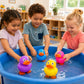 The Dreidel Company 4-Count Jumbo Rubber Duck Toy with Flippers, Giant Rubber Duckies for Kids, Bath, Pool Activity, Party Favors, 6.5" Tall (4