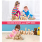 Migargle Kids Wooden Blocks - 80 Pcs - Stacking Building Blocks for Toddlers - Natural Beech Wood Blocks - Preschool Learning Toys for Kids Ages 3+