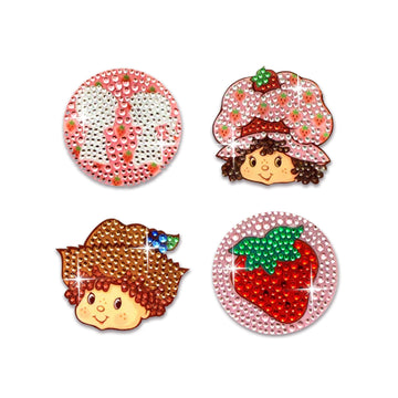 StickerBeans® Rhinestone Stickers BOY Meets Girl® x Strawberry Shortcake® 4-Pack, 2” x 2” Sparkly Cut-to-Shape Adhesive for Collecting, Trading