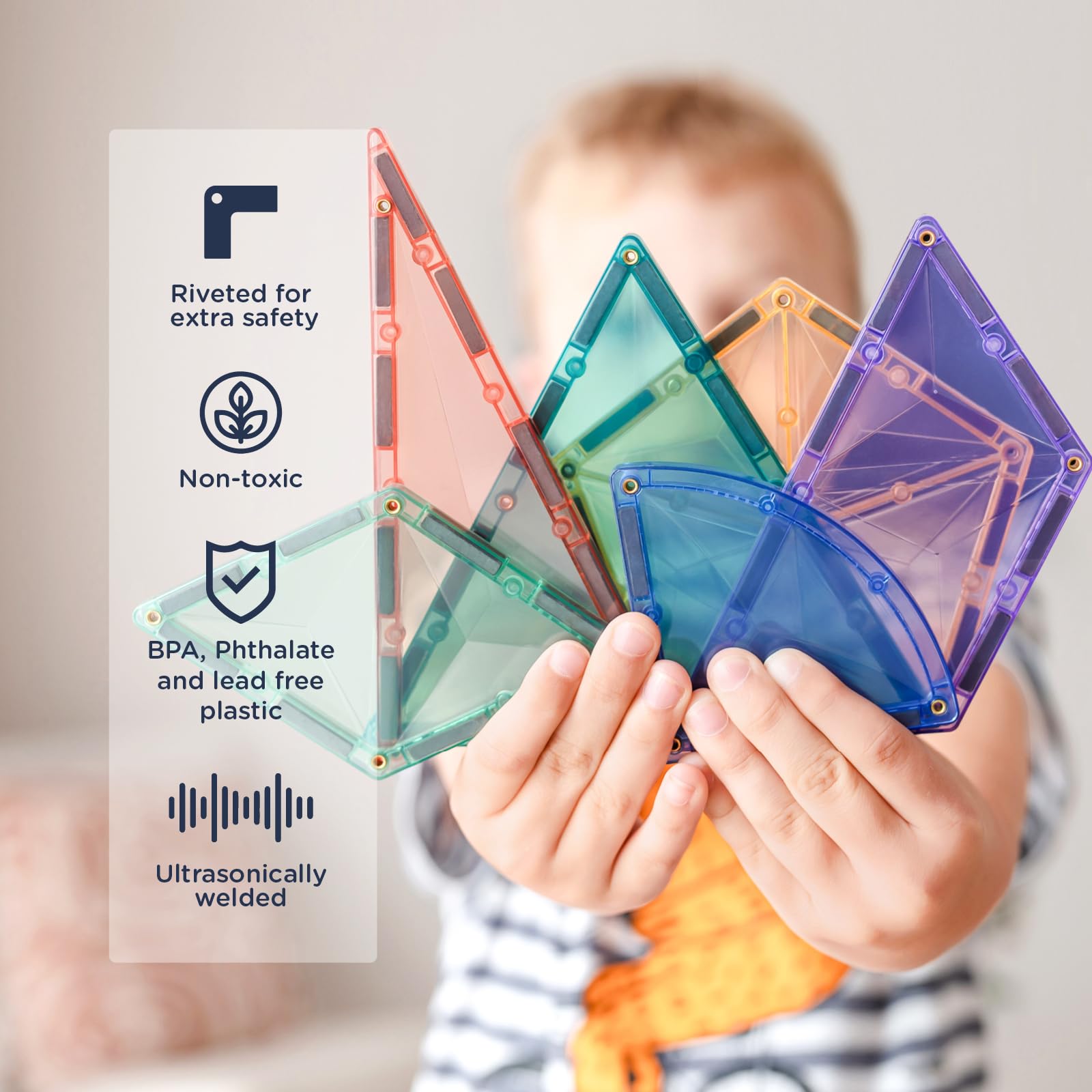 CONNETIX Magnetic Tiles Pastel Shape Expansion Pack, 48 Pieces