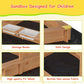 Wooden Sandbox with Cover/Lid & Retractable Canopy, 2 Side Buckets & Drainage Liner - Weather-Resistant Outdoor Sand Box for Kids/Toddler/Childrens