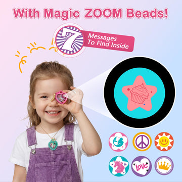 DIY Heart Locket Keychain Making Kit with Magic Zoom Beads, Gifts for Girls Ages 5 6 7 8 9 10, Toys for Girls Bag Charms Craft Set for Backpacks