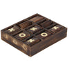 Deco 79 Mango Wood Tic Tac Toe Game Set with Gold Inlay, 11" x 13" x 3", Dark Brown