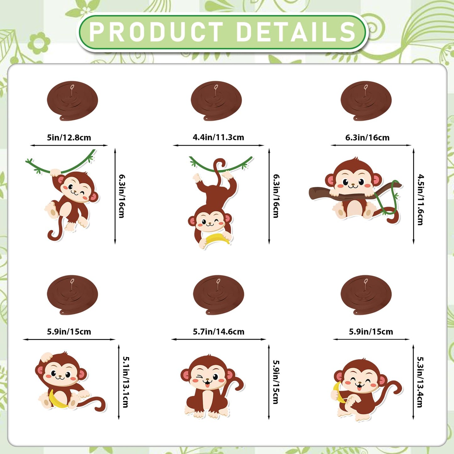 Monkey Birthday Decorations Monkey Birthday Banner Hanging Swirls Stickers Monkey Party Decorations Banana Birthday Decorations Monkey Monkey Decor