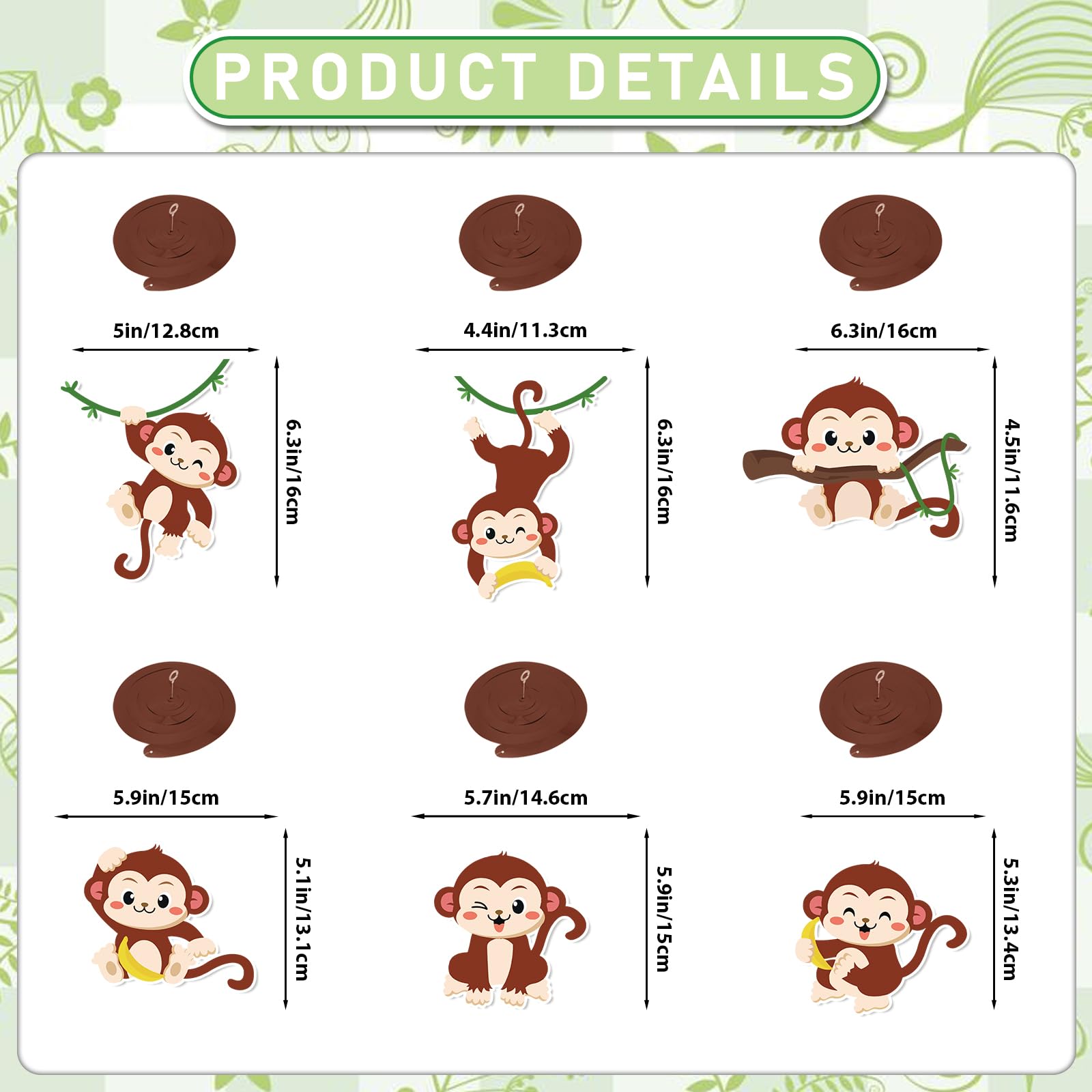 Monkey Birthday Decorations Monkey Birthday Banner Hanging Swirls Stickers Monkey Party Decorations Banana Birthday Decorations Monkey Monkey Decor