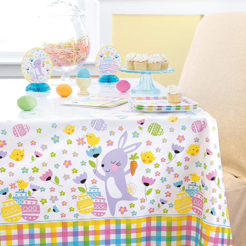 Colorful Plaid Easter Rectangular Plastic Table Cover | 54" x 84" | 1 Pc