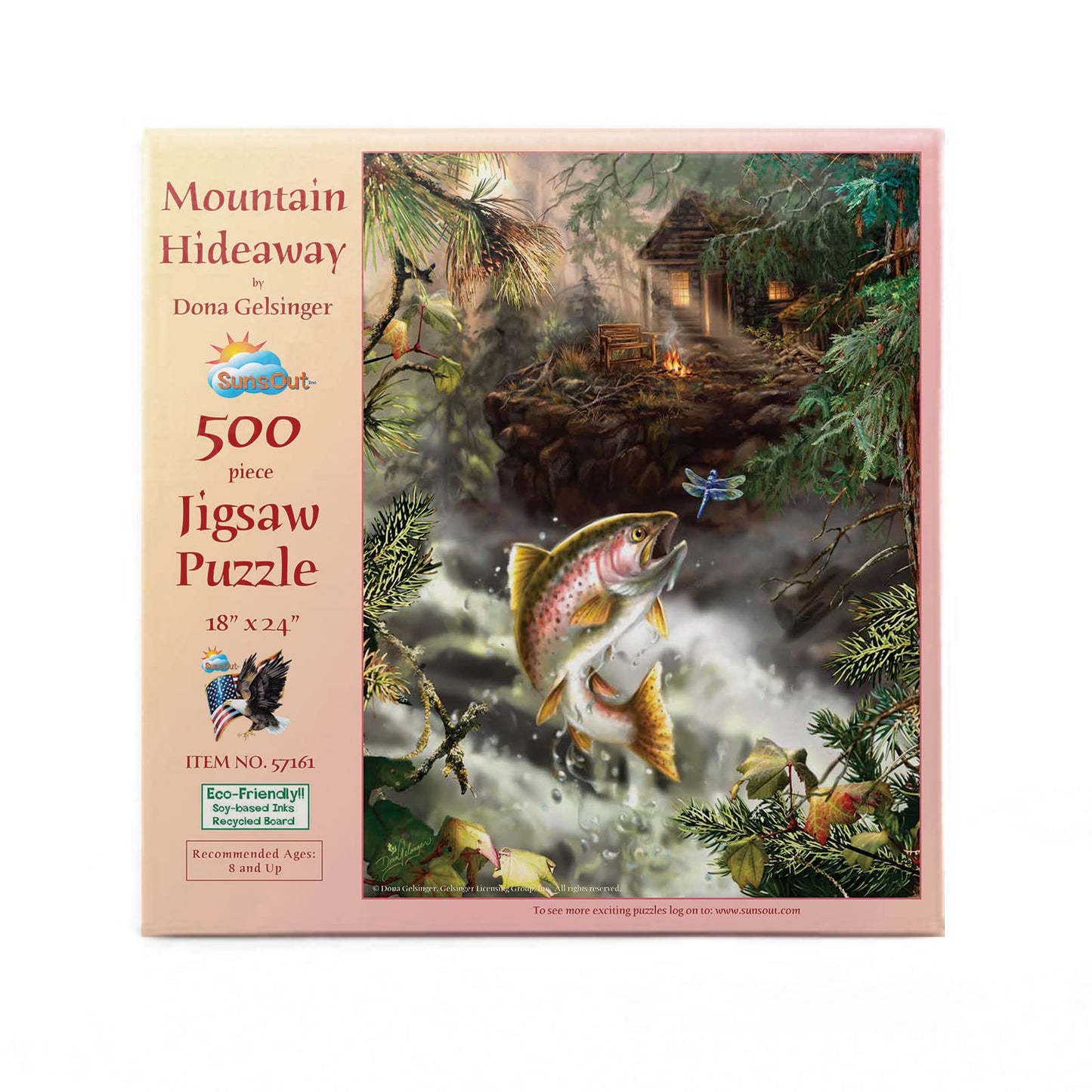 SUNSOUT INC - Mountain Hideaway - 500 pc Jigsaw Puzzle by Artist: Dona Gelsinger - Finished Size 18" x 24" - MPN# 57161