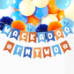 Blue Orange Birthday Decoration Banner, Blue Dog Birthday Party Decoration for 2nd Boys Girls Party Celebration