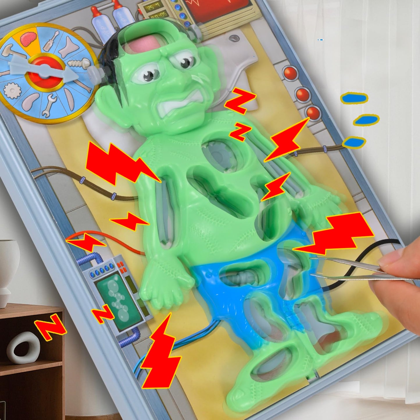 Operated Monster Board Game for Kids Ages 3-8-12 Years Old with Tweezers and Fun Game Pieces, Classic Education Board Game for Single or 2 Player