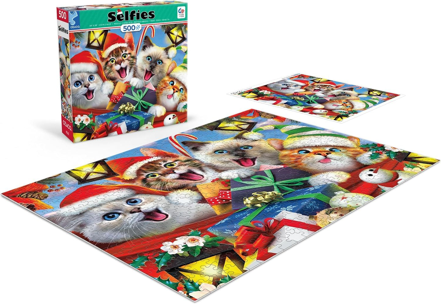 Ceaco - Selfies Holiday Cats - 500 Piece Jigsaw Puzzle for Adults