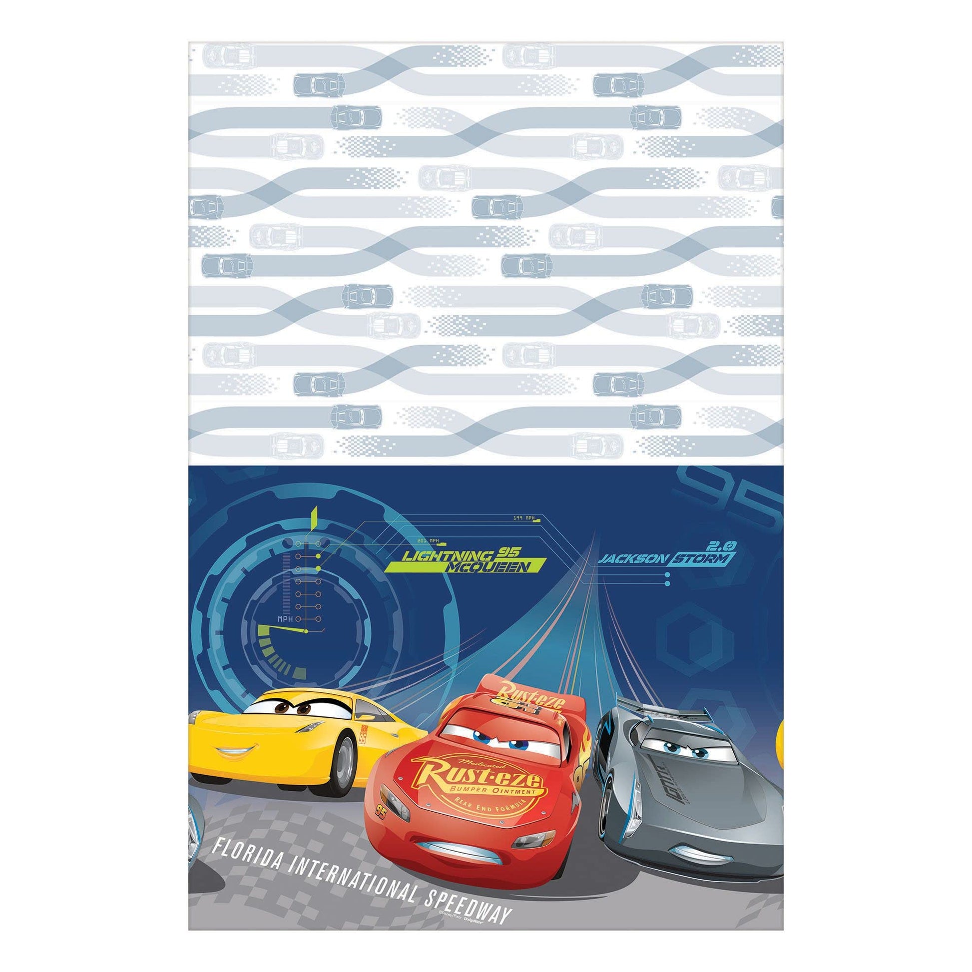 Vibrant Multicolor Disney Cars 3 Plastic Table Cover - 54" x 96" (1 Pc.) - Durable & Easy Clean Cover - Ideal for Kids Birthday Parties