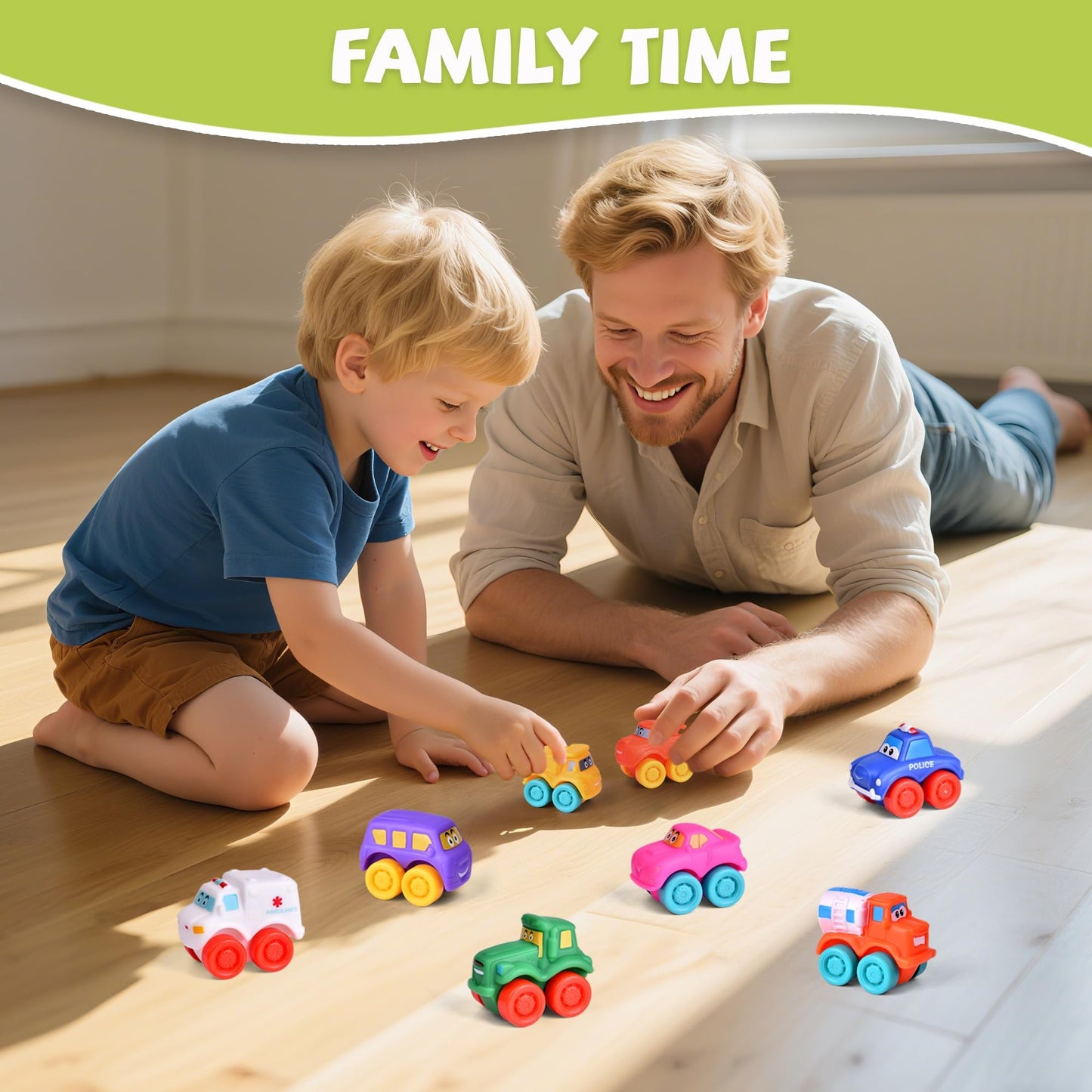 FUN LITTLE TOYS 18Pcs Prefilled Easter Eggs with Toy Cars, Easter Eggs Filled for Toddlers Kids Boys Hunt, Easter Party Favors, Easter Basket