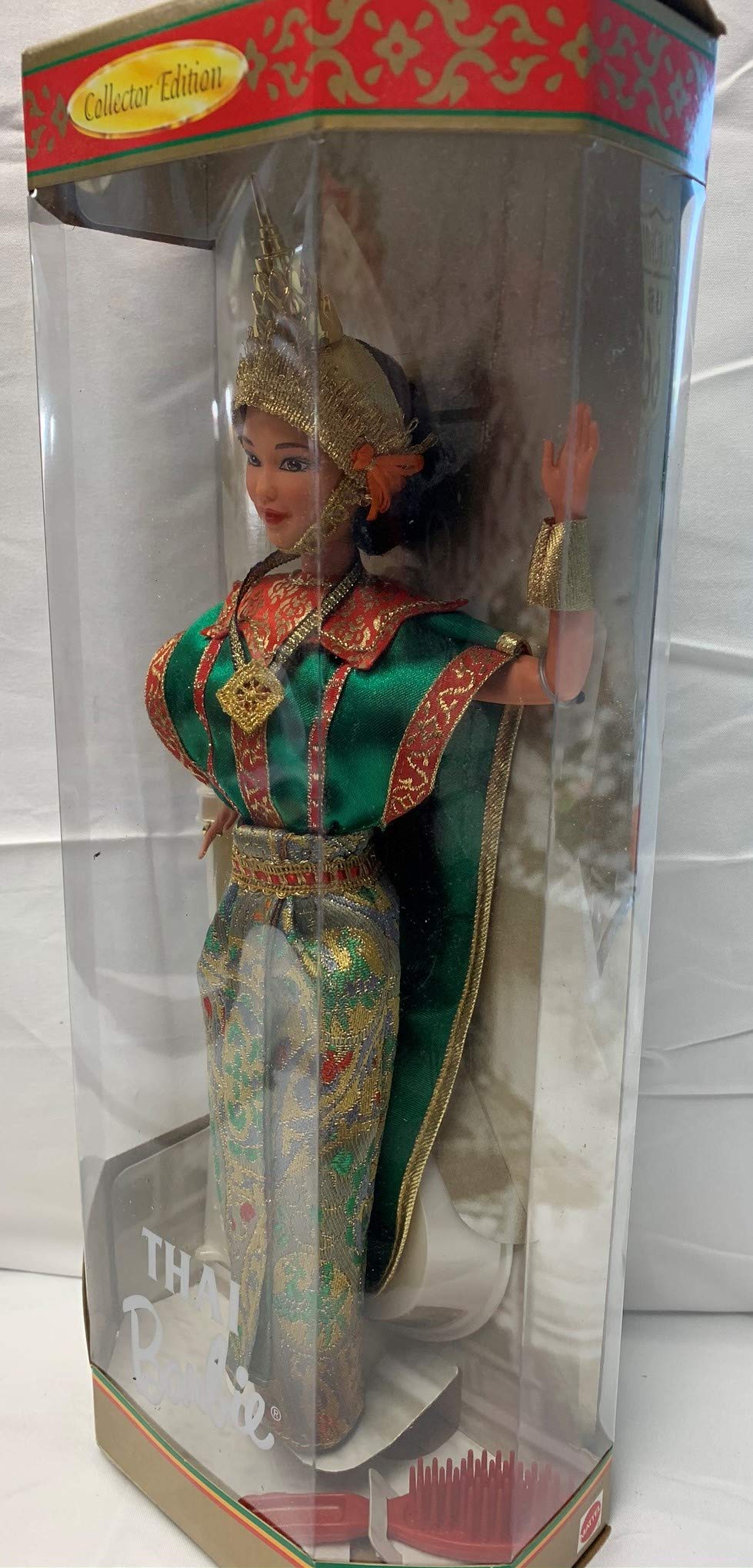 Barbie Year 1997 Collector Edition Dolls of The World 12 Inch Doll - Thai with Thailand Traditional Outfits, Cape, Jewelry, Headpiece, Hairbrush and