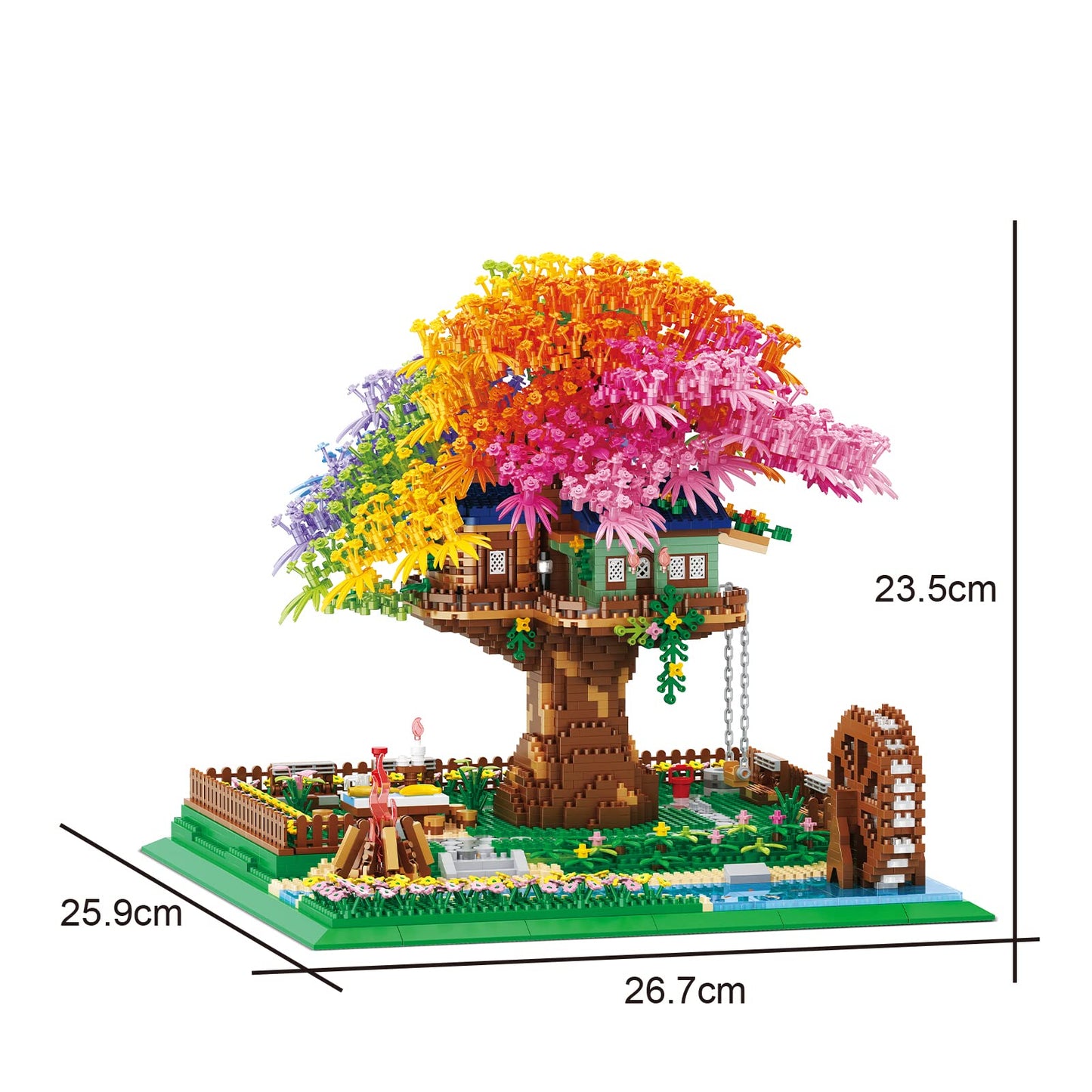 Kadablk Rainbow Flowers Building Block with Light,Sakura Cherry Blossom Bonsai Tree House Construction Set,4451 PCS Mirco Blocks Architecture