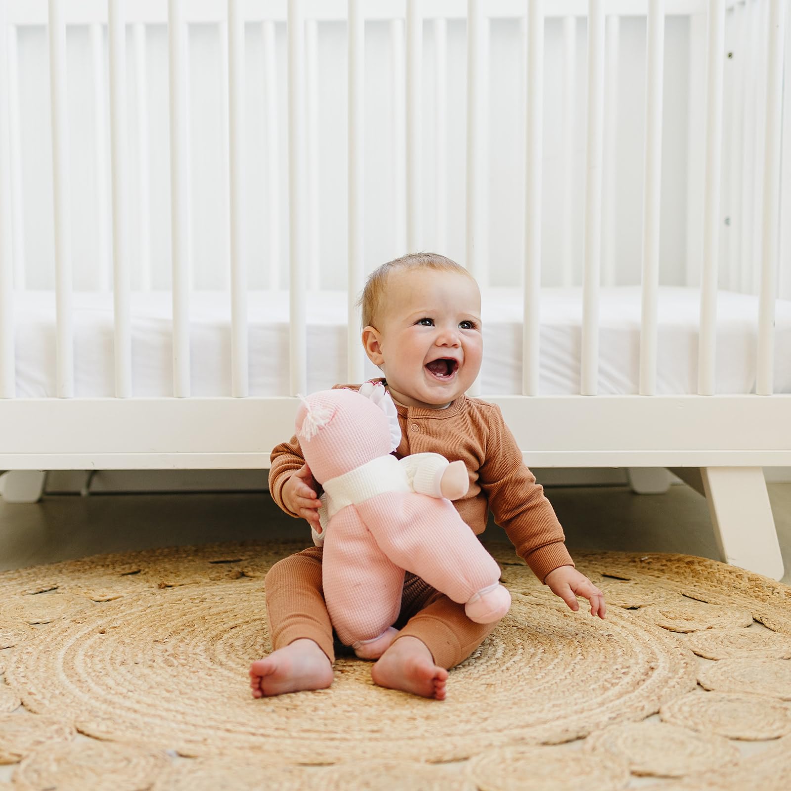 Genius Baby Toys My First Baby Doll, Pink Thermal Fabric, Cuddly Soft Lovey for Infants, Classic Vintage Design, No Hard Parts, Machine Washable, Baby