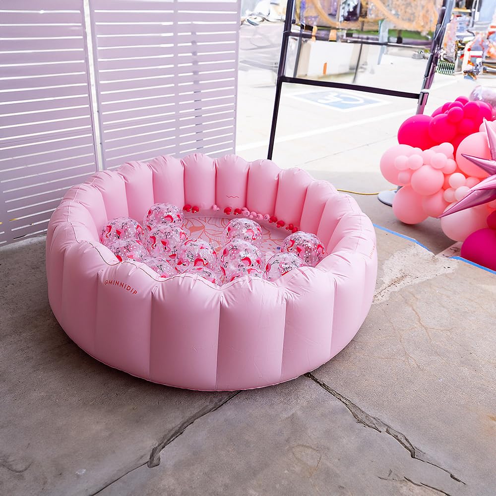 Fun Express Flamingo Print Beach Balls Bulk 12 Pack - Inflatable Pool Toys for Kids & Adults | Hawaiian Luau Party Decorations & Favors | Tropical