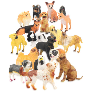 Liberty Imports 18PCS Large Dog Figurines Playset, 4" Realistic Puppy Toy Animals, Big Plastic Dog Breed Figures, Party Favors, Cake Toppers, Kids