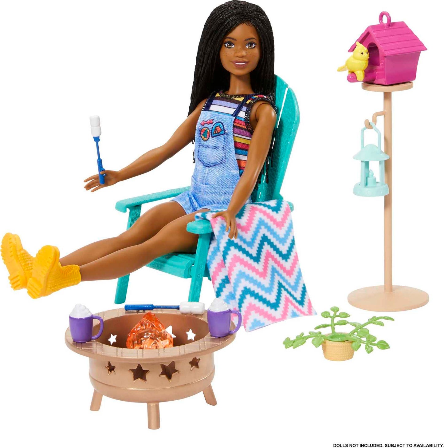 Barbie Furniture & Accessories Set, Doll House Décor, 10+ Pieces for Backyard Patio with Chair, Firepit, Birdhouse, Bird & More