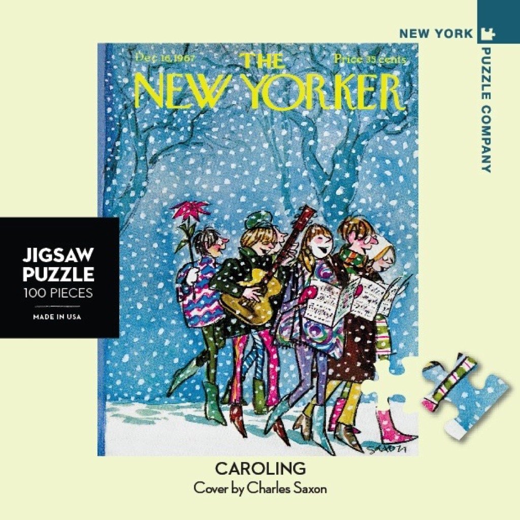 New York Puzzle Company - New Yorker Caroling Mini - 100 Piece Jigsaw Puzzle for Adults by Charles Saxon