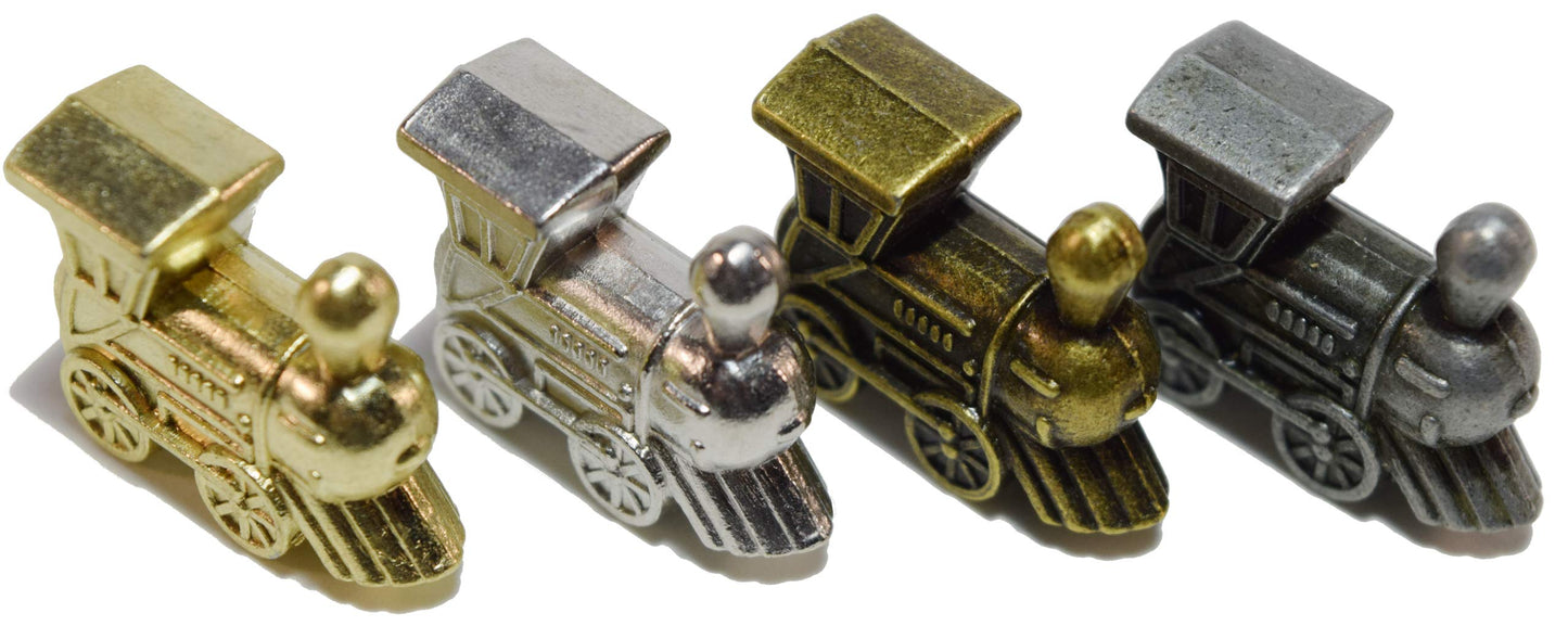 Regal Games - Mexican Train Domino Replacement Metal Marker Trains - for Mexican Train Domino Game - Gold, White Gold, Antique Brass & Gunmetal Black