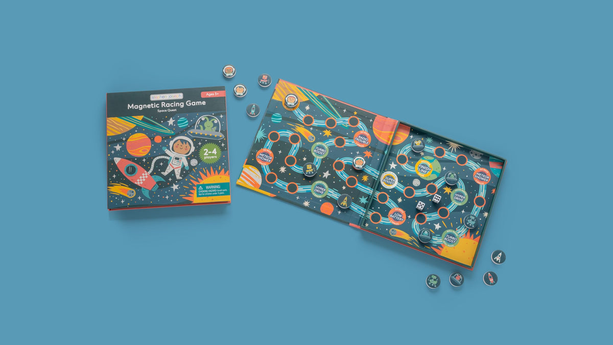 Stephen Joseph Magnetic Racing Game for Kids, Space 2-4 Player Game