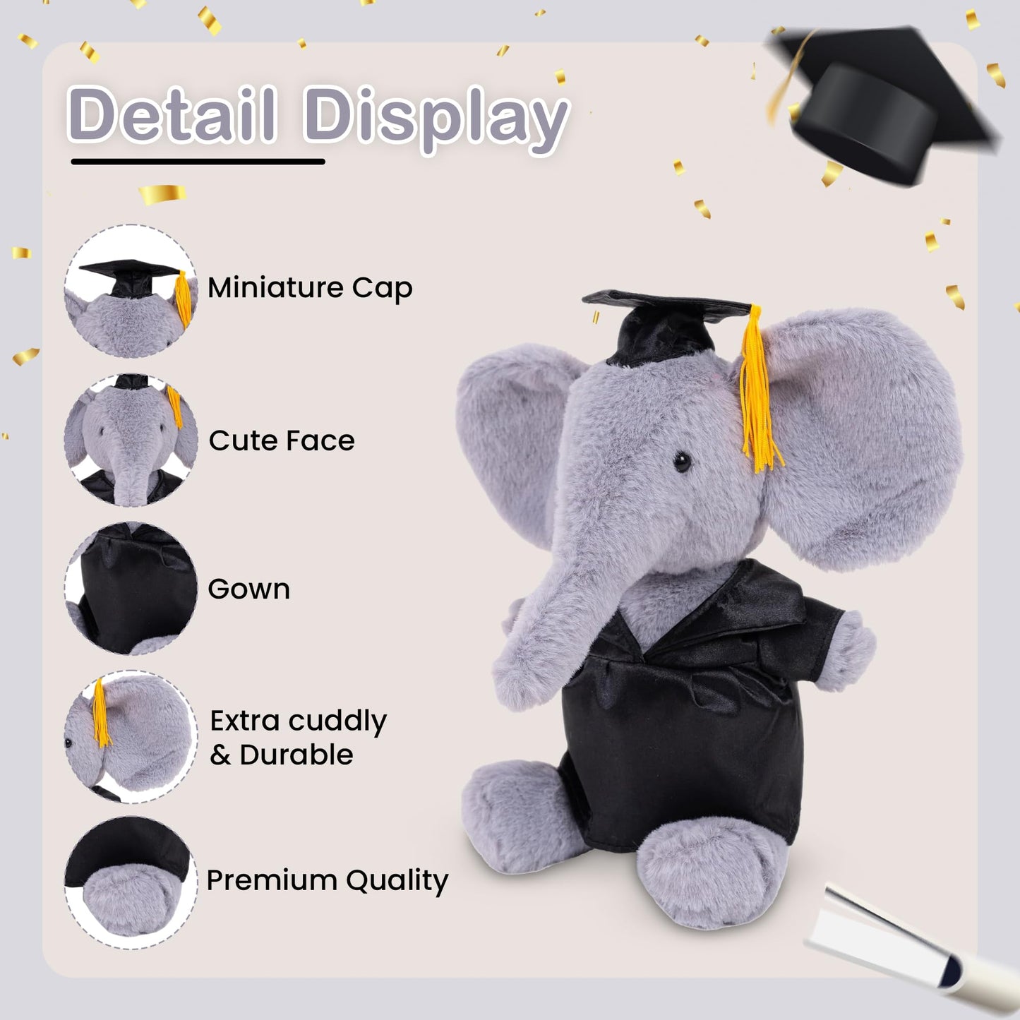 Made By Aliens Graduation Plush Toy 2026 - Soft Stuffed Animal Plush with Cap & Diploma/Gown/Sash - Graduation Gift for Kids Preschool Kindergarten