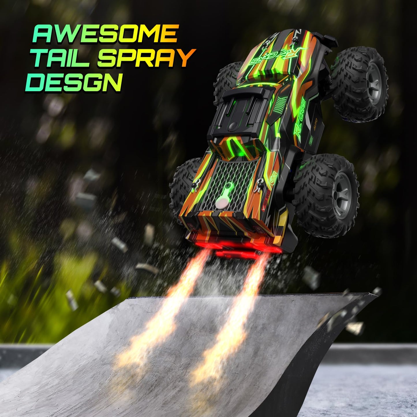 Remote Control Car for boys, 1:16 Scale All Terrain RC Cars,High Speed 25Km/h Fast Car with Colorful Led Light and spray, 2x1300mAh Rechargeable