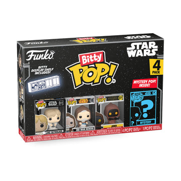Funko Bitty POP! Star Wars - Luke, 4-Pack - Luke Skywalker, OBI-Wan Kenobi, Jawa and A Surprise Mystery Mini Figure - 0.9 Inch (2.2 Cm) Collectable