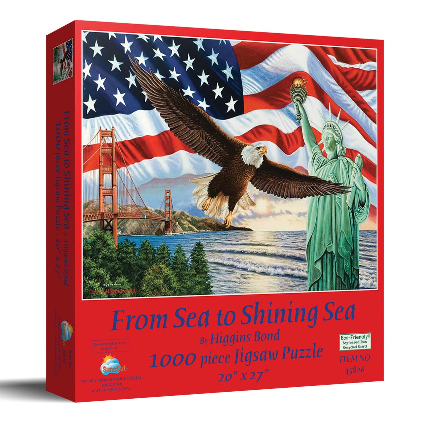 SUNSOUT INC - from Sea to Shining Sea - 1000 pc Jigsaw Puzzle by Artist: Higgins Bond - Finished Size 20" x 27" Fourth of July - MPN# 45826