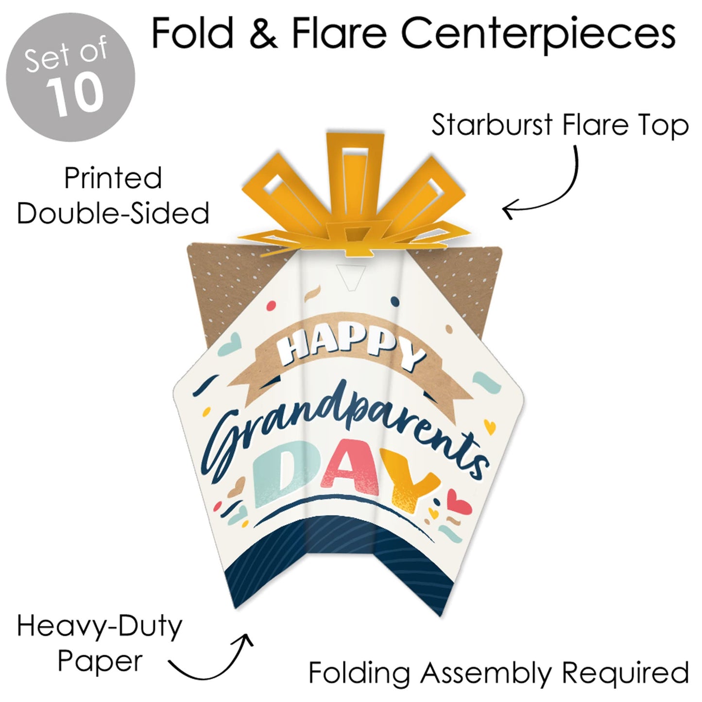 Big Dot of Happiness Happy Grandparents Day - Table Decorations - Grandma and Grandpa Party Fold and Flare Centerpieces - 10 Count